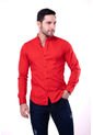 Camisa Manga Larga En Popelina Roja de Camisas Deusero