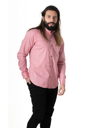 Camisa Manga Larga En Popelina Palo De Rosa Oscuro