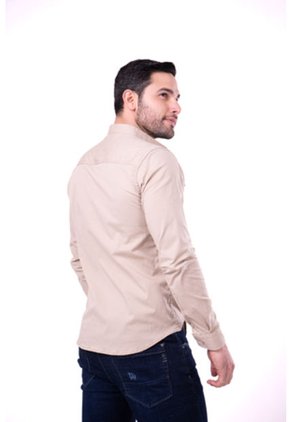 Camisa Manga Larga En Popelina Beige