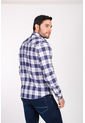 Camisa Manga Larga Popelina Cuadros Blanco Y Azul de Camisas Deusero