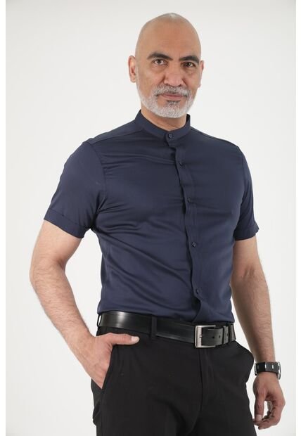 Camisa Seda Fria  Azul Oscuro Deusero