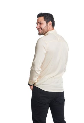 Camisa Chalis Manga Larga Crema Deusero