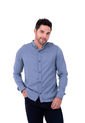 Camisa Chalis Manga Larga Azul Medio Deusero de Camisas Deusero