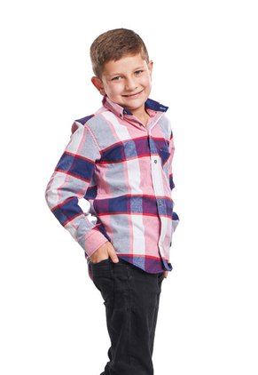 Camisa Leñadora Niño Roja Con Azul Deusero