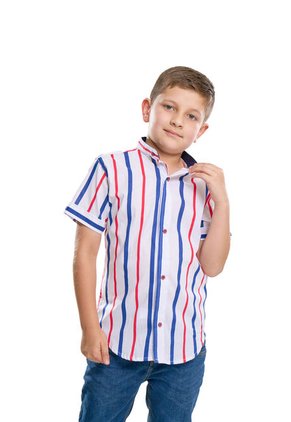 Camisa Niño Rayas Azul Y Roja Deusero