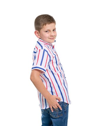 Camisa Niño Rayas Azul Y Roja Deusero