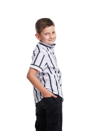 Camisa Niño Rayas Azul Medio Deusero