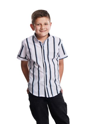 Camisa Niño Rayas Azul Medio Deusero