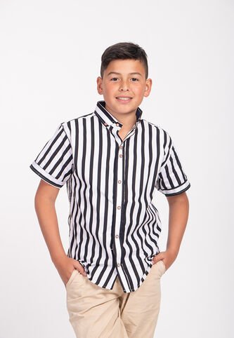 Camisa Niño Rayas Delgadas Negro  Deusero Camisas Deusero