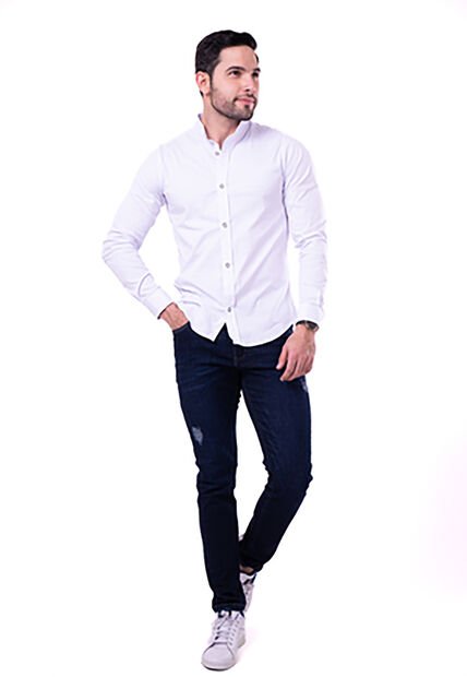 Camisa Manga Larga En Popelina Blanca