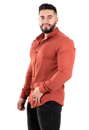 Camisa Chalis Manga Larga Rojo Teja Deusero