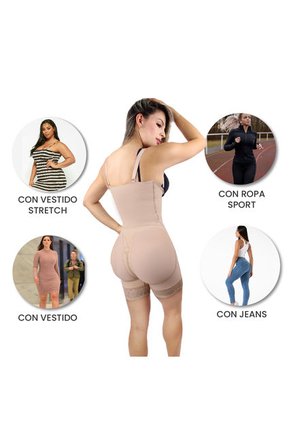 Body Fajas Reductora Con Tirantas Levanta Cola Control Abdomen Para Mujer