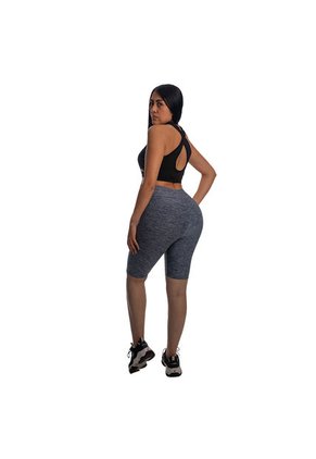 Leggins Biker Lycra Deportiva Control Abdomen Levanta Cola Para Mujer Azul Jaspe 762135