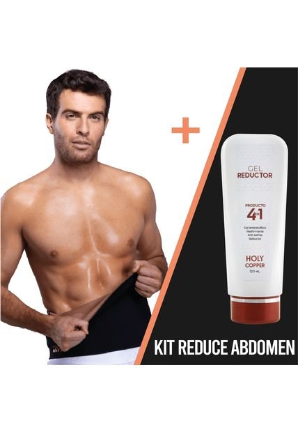 KIT 2 En 1 Faja Cinturilla Térmica Reductora En Cobre – Hombre + Gel Reductor