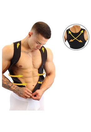 Corrector De Postura Con Cremallera -Ortopédicos-Alta Compresión En Espalda-Color Negro-Efecto-Invisible-PowerNet Para Hombre