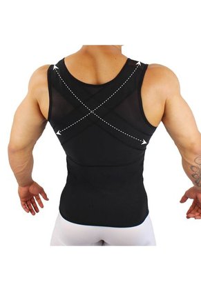 Corrector De Postura Con Cremallera -Ortopédicos-Alta Compresión En Espalda-Color Negro-Efecto-Invisible-PowerNet Para Hombre