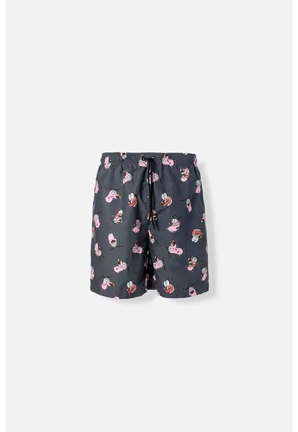 Pantaloneta De Baño De Coraje Con Cordón Gris Para Hombre S