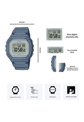 Reloj Casio W-218HC-2AV Diseño Deportivo