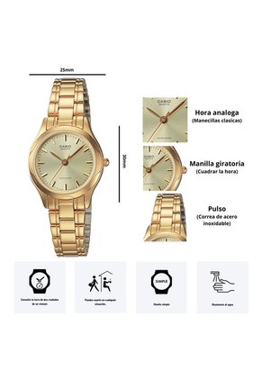 Reloj Casio Dama Modelo LTP-1275G-9A Diseño Elegante