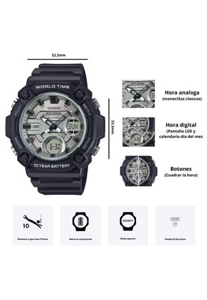 Reloj Casio Modelo AEQ-120W-7A Diseño Deportivo