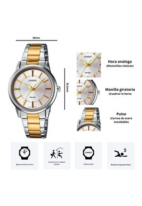 Reloj Casio Modelo LTP-1303SG-7A Diseño Elegante