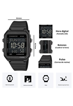 Reloj Casio Referencia W-221H-1B Diseño Deportivo