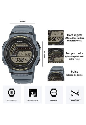 Reloj Casio Referencia WS-1800-2A Diseño Deportivo