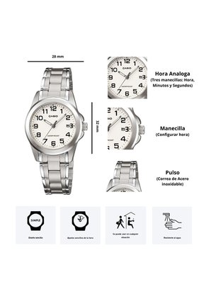 Reloj Casio Modelo LTP-1215A-7B2 Para Dama Diseño Elegante
