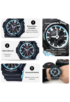 Reloj Casio G-SHOCK Modelo GAS-100PC-1A Diseño Deportivo