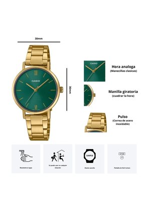 Reloj Dama Casio Modelo LTP-VT02G-3A Diseño Elegante