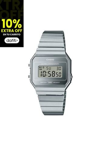 Reloj Casio Modelo A700WEV-7ADF Plateado Unisex Casio
