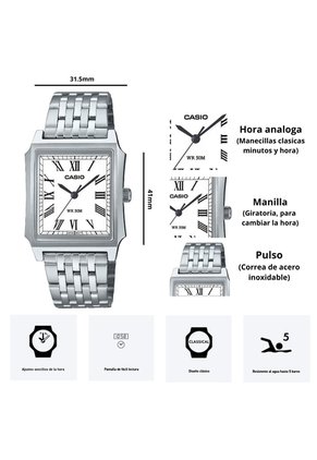Reloj Casio Modelo MTP-B190D-7B Diseño Elegante