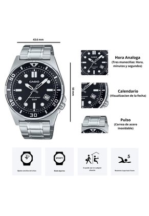 Reloj Casio Modelo MTD-135D-1A Diseño Deportivo