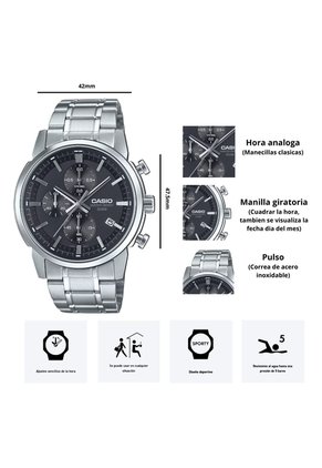 Reloj Casio Modelo MTP-E510D-1A1 Diseño Elegante