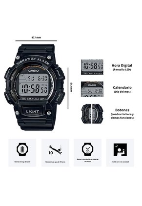 Reloj Casio Modelo W-736H-1A Diseño Deportivo