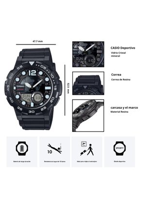 Reloj Casio Modelo AEQ-100W-1A Diseño Deportivo
