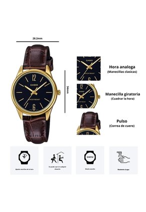 Reloj Casio Modelo LTP-V005GL-1B Diseño Elegante