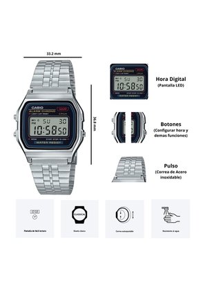 Reloj Casio Modelo A159WA-N1 Diseño Clásico