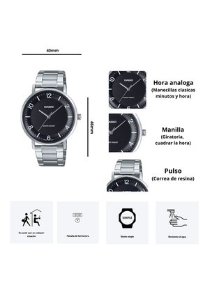 Reloj Casio Hombre MTP-VT03D-1B Diseño Elegante