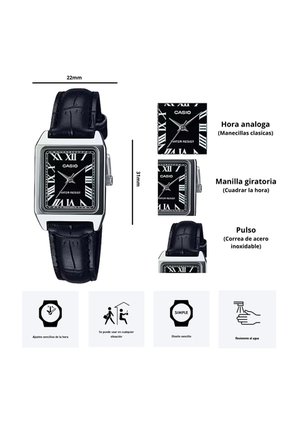 Reloj Casio Referencia LTP-V007L-1B Diseño Casual