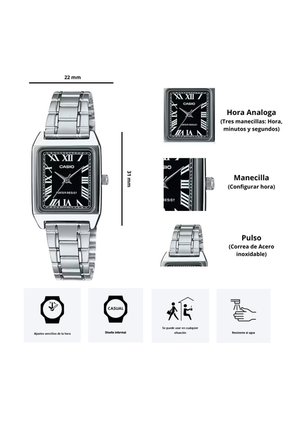 Reloj Casio Dama Modelo LTP-V007D-1B Diseño Elegante