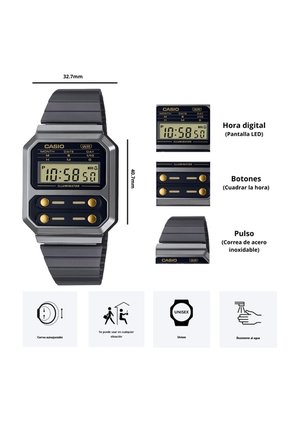 Reloj Casio Modelo A100WEGG-1A2 Diseño Vintage