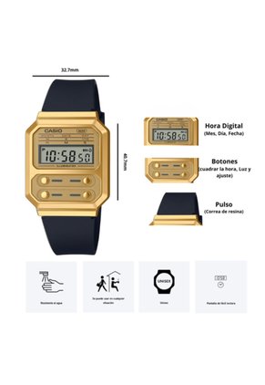 Reloj Casio Modelo A100WEFG-9A Diseño Clásico Vintage
