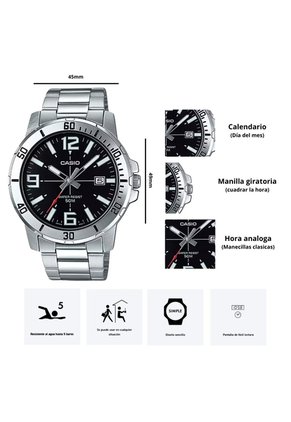 Reloj Casio Referencia MTP-VD01D-1B Diseño Elegante