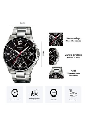 Reloj Casio Modelo MTP-1374D-1A Diseño Elegante