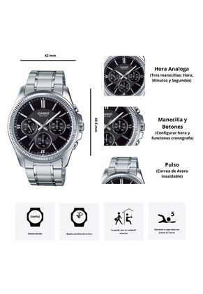 Reloj Hombre Casio MTP-1375D-1AV Diseño Elegante