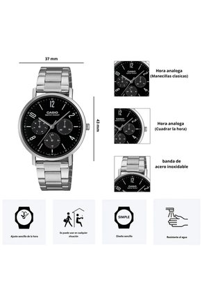 Reloj Hombre Casio Modelo MTP-VT06D-1B Diseño Elegante