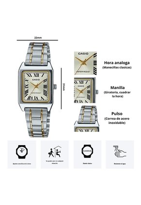 Reloj Casio Modelo LTP-V007SG-9B Diseño Elegante