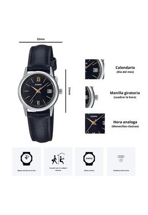 Reloj Casio LTP-V002L-1B3 Para Dama Original Y Elegante