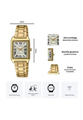 Reloj Casio LTP-V007G-9B Diseño Elegante